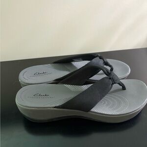 Clarks Black and Gray Sandals with Minimalist Design